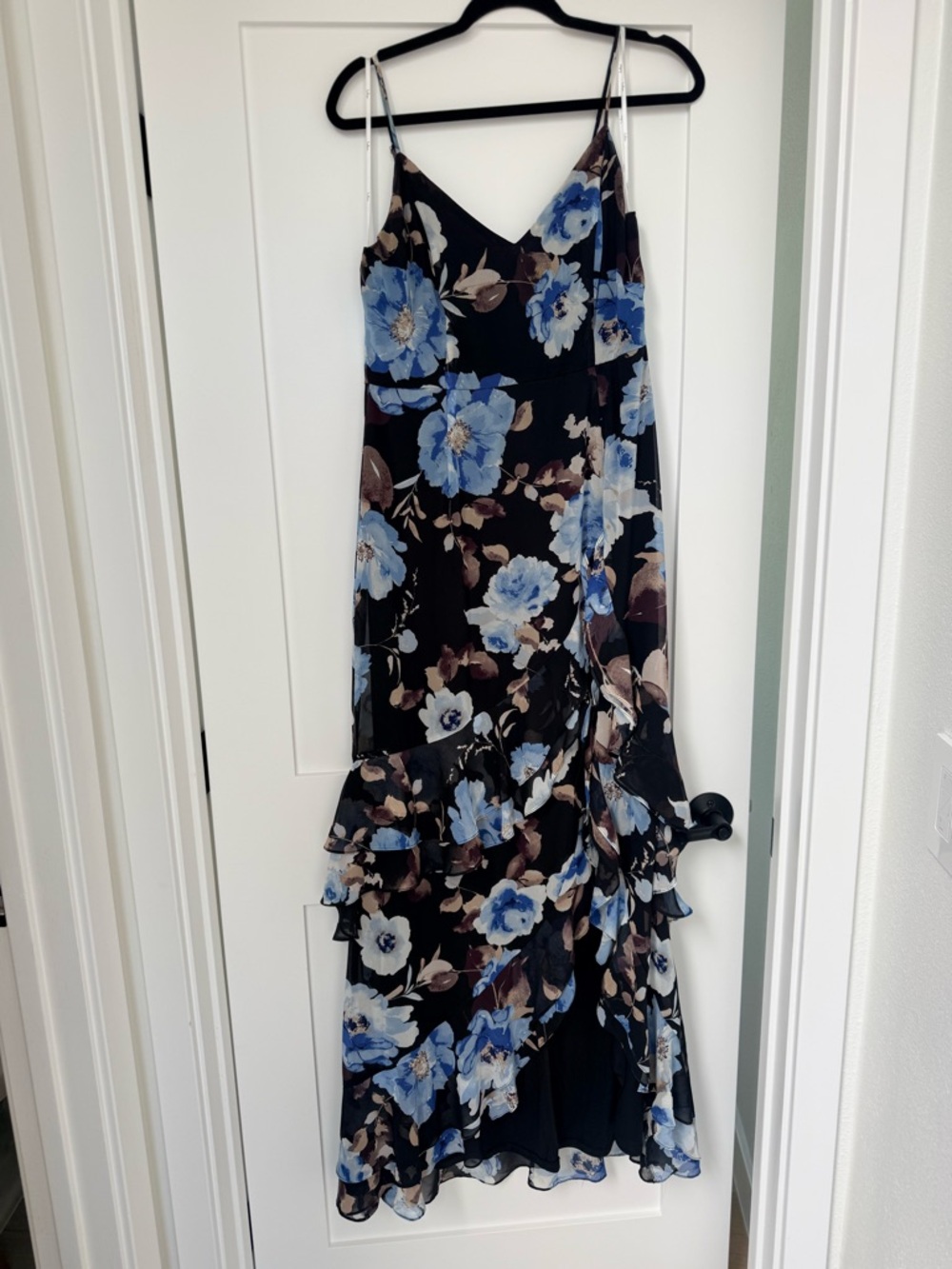 Floral Slip Dress with Blue Bloom Print